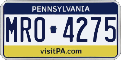 PA license plate MRO4275