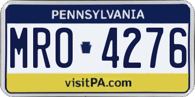 PA license plate MRO4276