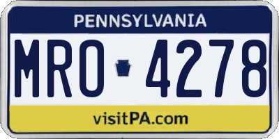 PA license plate MRO4278