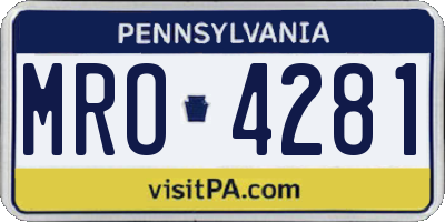 PA license plate MRO4281