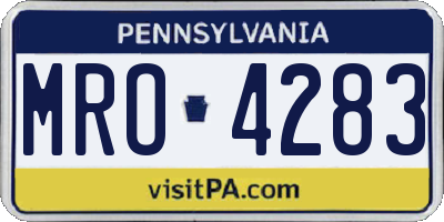 PA license plate MRO4283