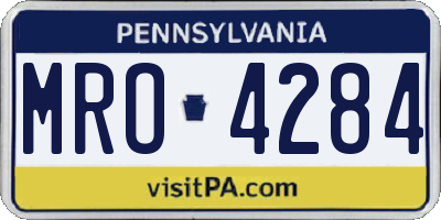 PA license plate MRO4284