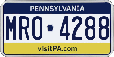 PA license plate MRO4288