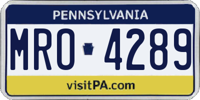 PA license plate MRO4289