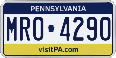 PA license plate MRO4290