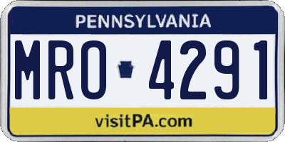PA license plate MRO4291