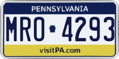 PA license plate MRO4293