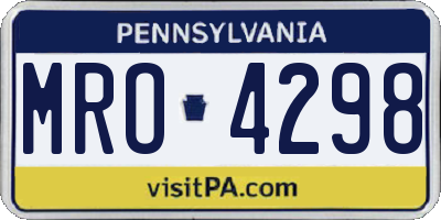 PA license plate MRO4298