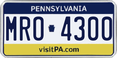 PA license plate MRO4300