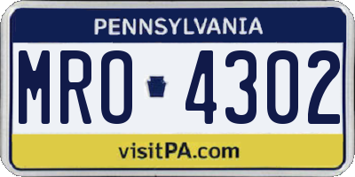 PA license plate MRO4302