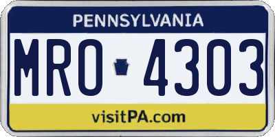 PA license plate MRO4303
