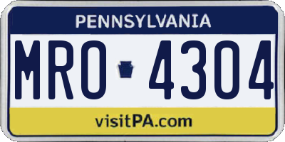 PA license plate MRO4304