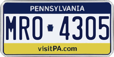 PA license plate MRO4305