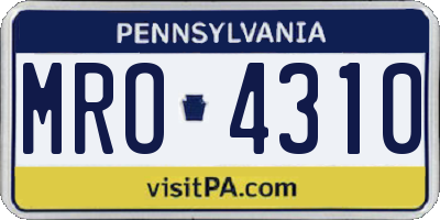 PA license plate MRO4310