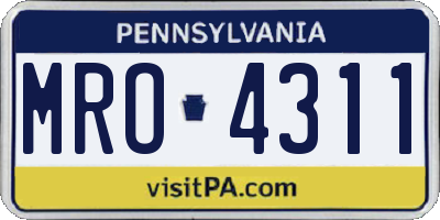 PA license plate MRO4311