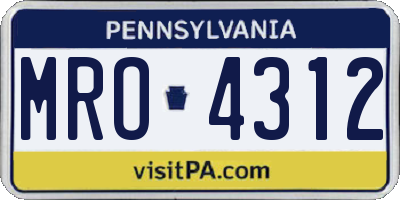 PA license plate MRO4312