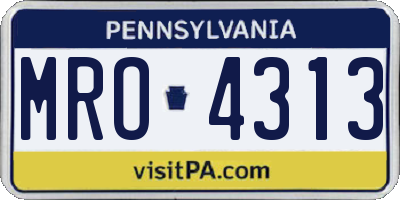 PA license plate MRO4313