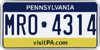 PA license plate MRO4314