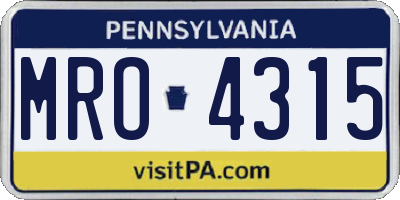 PA license plate MRO4315