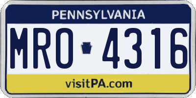 PA license plate MRO4316