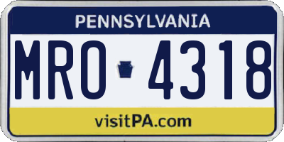 PA license plate MRO4318