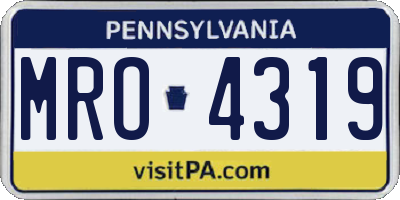 PA license plate MRO4319