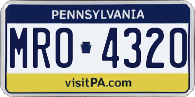 PA license plate MRO4320