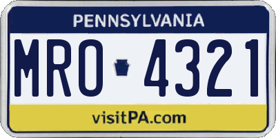 PA license plate MRO4321