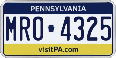 PA license plate MRO4325