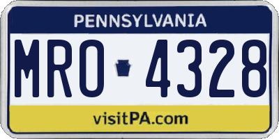 PA license plate MRO4328