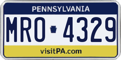 PA license plate MRO4329