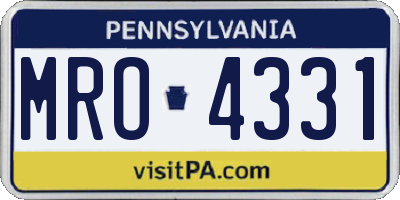 PA license plate MRO4331