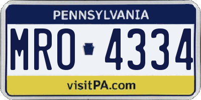 PA license plate MRO4334