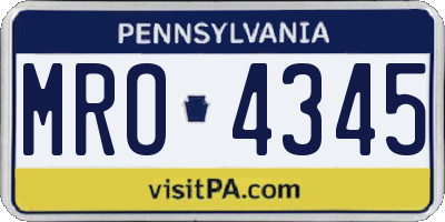 PA license plate MRO4345