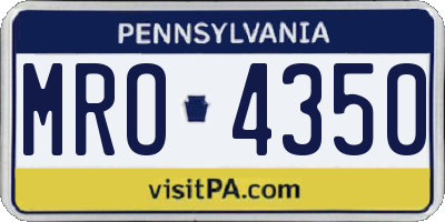 PA license plate MRO4350