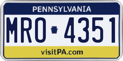 PA license plate MRO4351