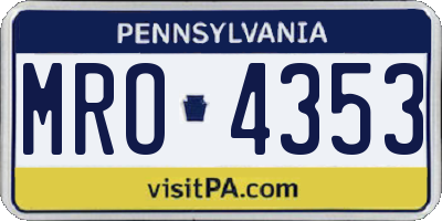 PA license plate MRO4353