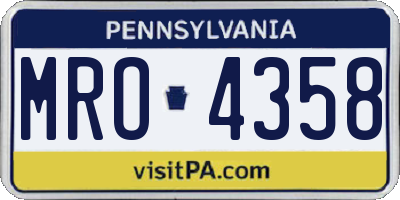 PA license plate MRO4358