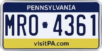 PA license plate MRO4361