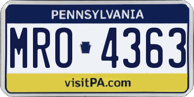 PA license plate MRO4363