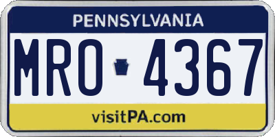 PA license plate MRO4367