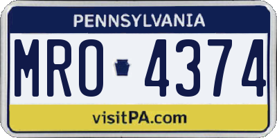 PA license plate MRO4374