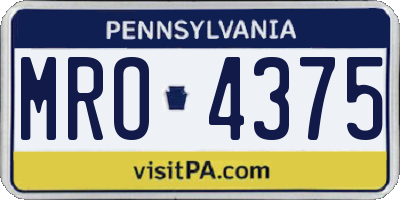 PA license plate MRO4375