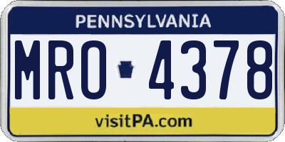 PA license plate MRO4378