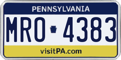 PA license plate MRO4383