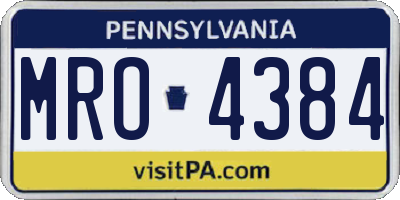 PA license plate MRO4384