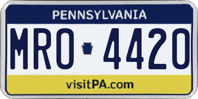 PA license plate MRO4420
