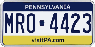 PA license plate MRO4423