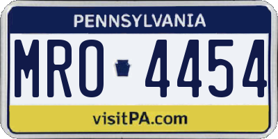 PA license plate MRO4454