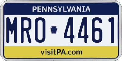 PA license plate MRO4461